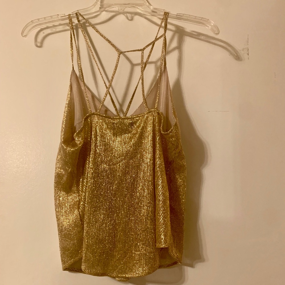 Shiny Gold Strappy Top - Picture 2 of 4